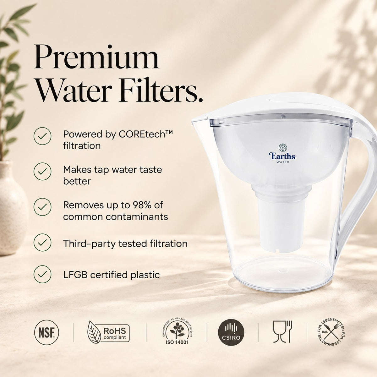 3.5L Large Water Filter Jug Pitcher