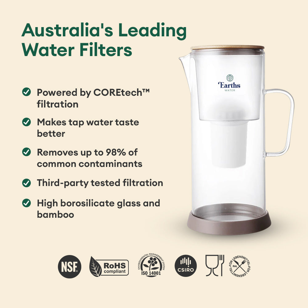 3.5L Glass Carafe Alkaline Water Filter - Natural