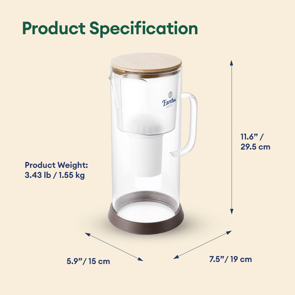 3.5L Glass Carafe Alkaline Water Filter - Natural