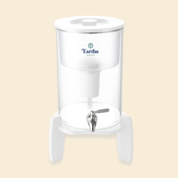 9L Glass Benchtop Alkaline Water Filter - White Bamboo