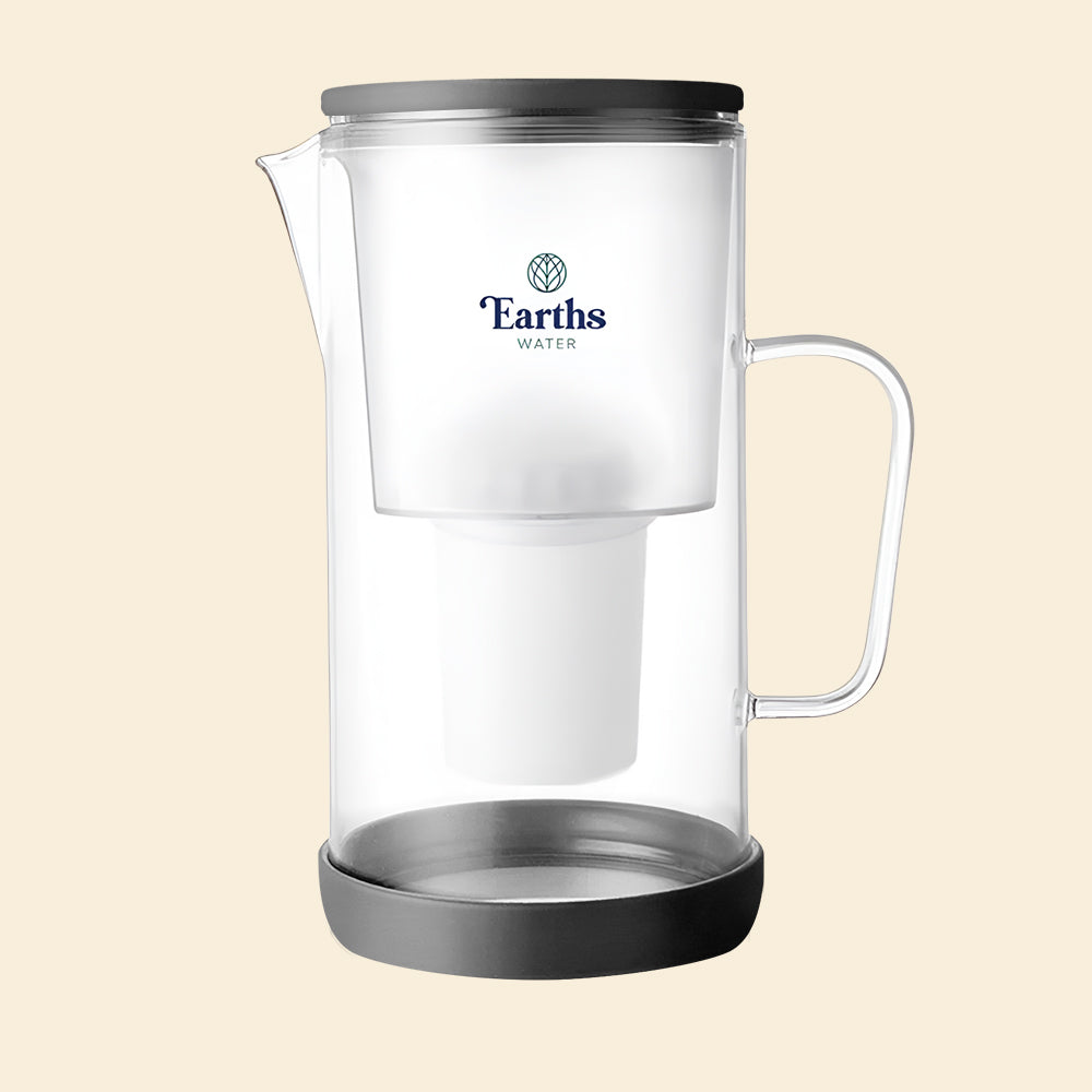 2.5L Glass Jug Carafe Alkaline Water Filter - Black