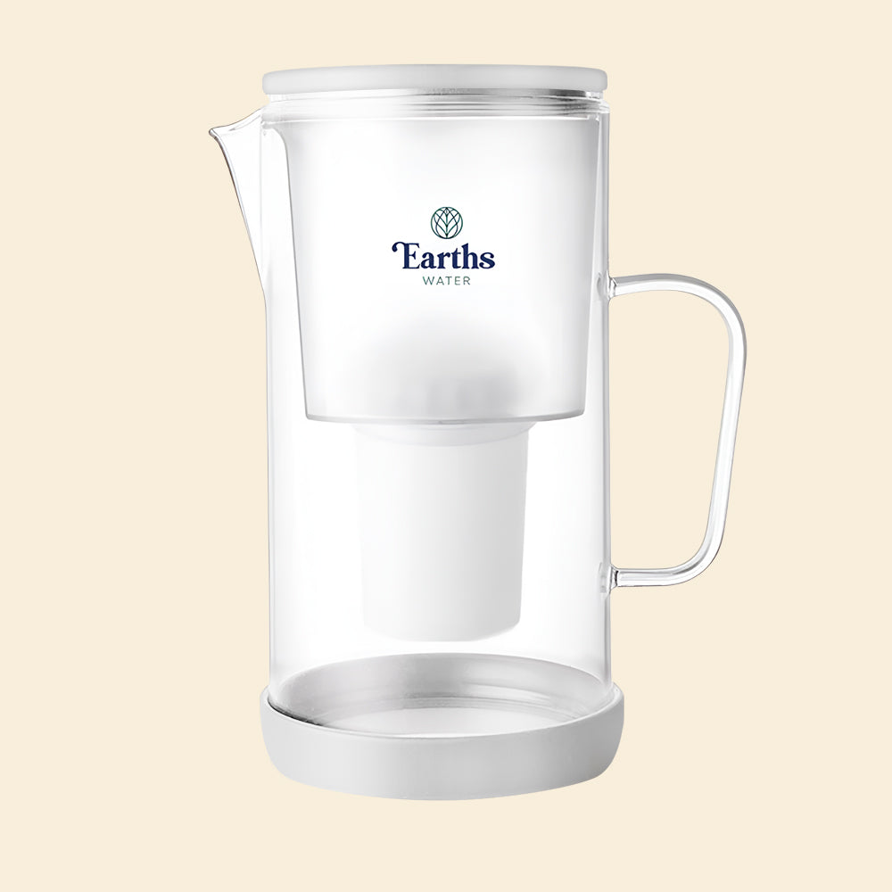 2.5L Glass Jug Carafe Alkaline Water Filter - White