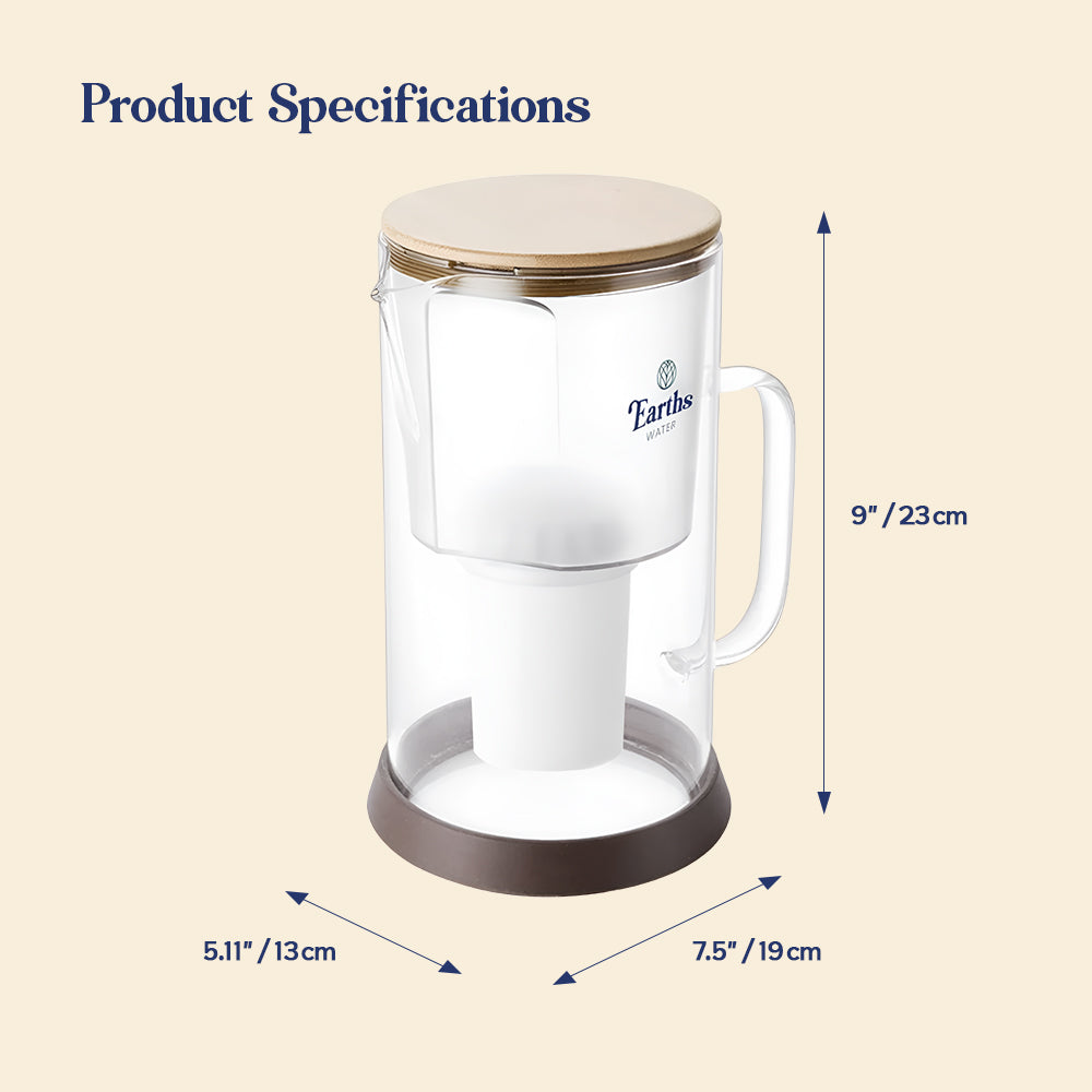 2.5L Glass Jug Carafe Alkaline Water Filter - Natural