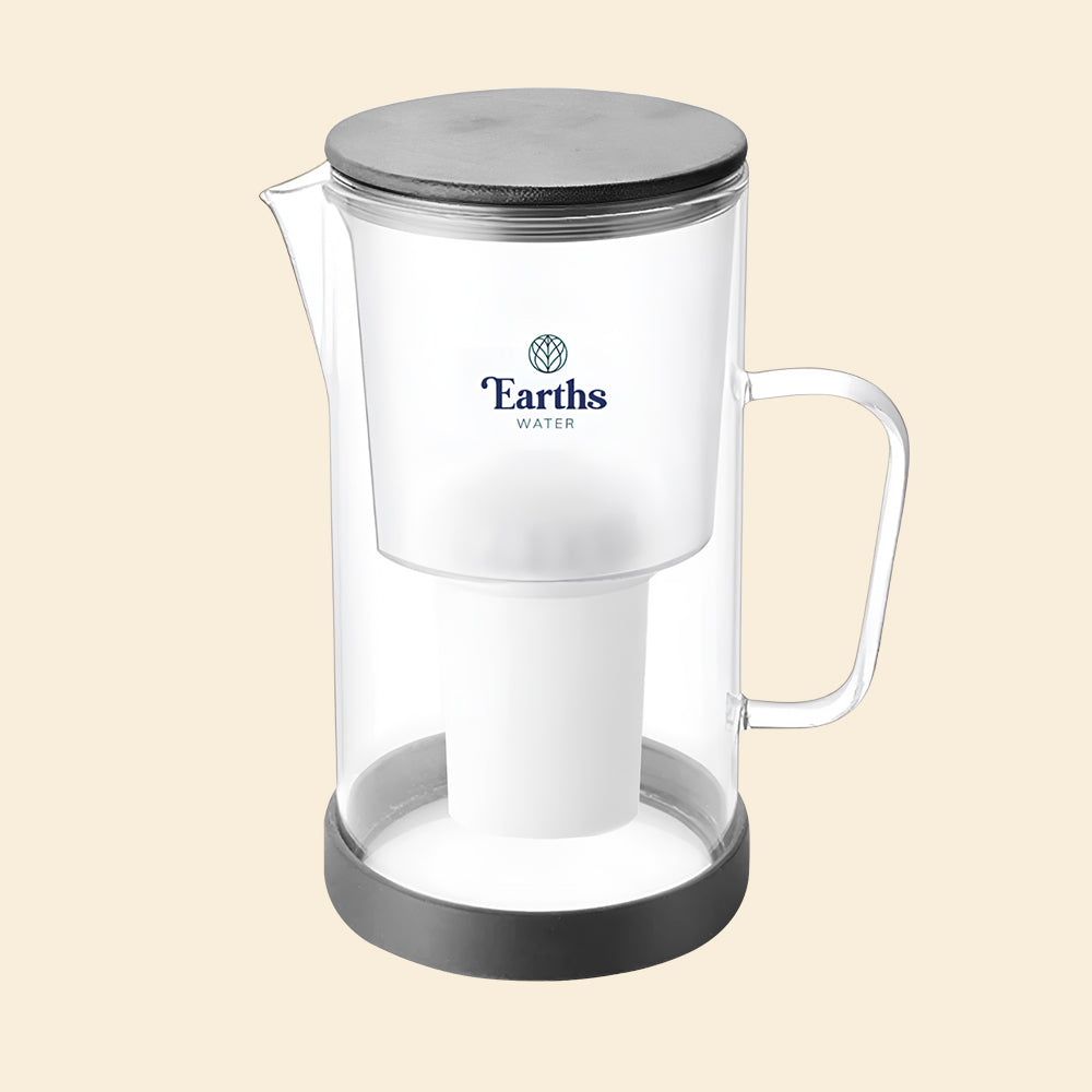 2.5L Glass Jug Carafe Alkaline Water Filter - Black