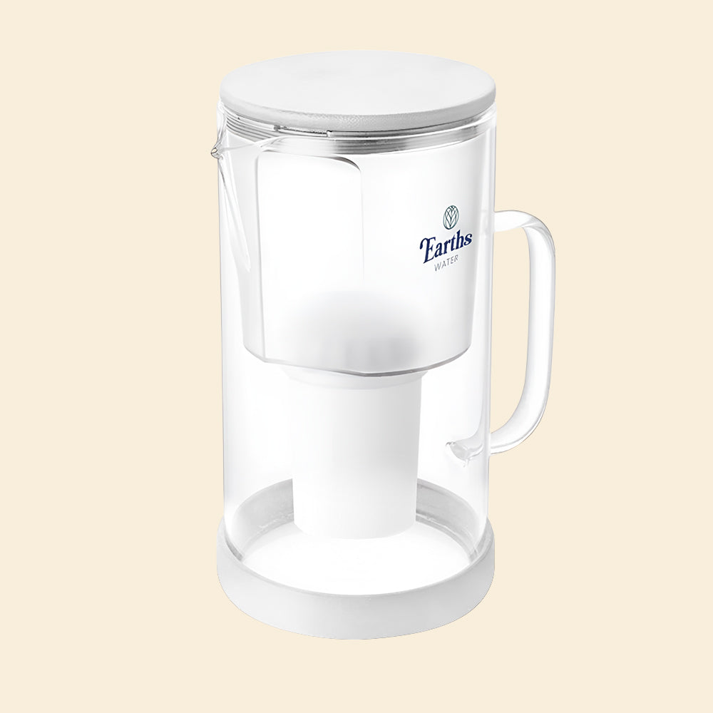 2.5L Glass Jug Carafe Alkaline Water Filter - White