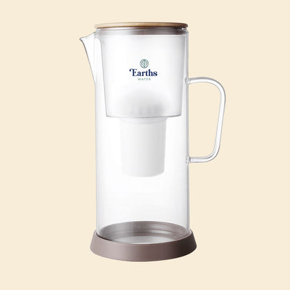 3.5L Glass Carafe Alkaline Water Filter - Natural + 3 Replacement Filters [BUNDLE]