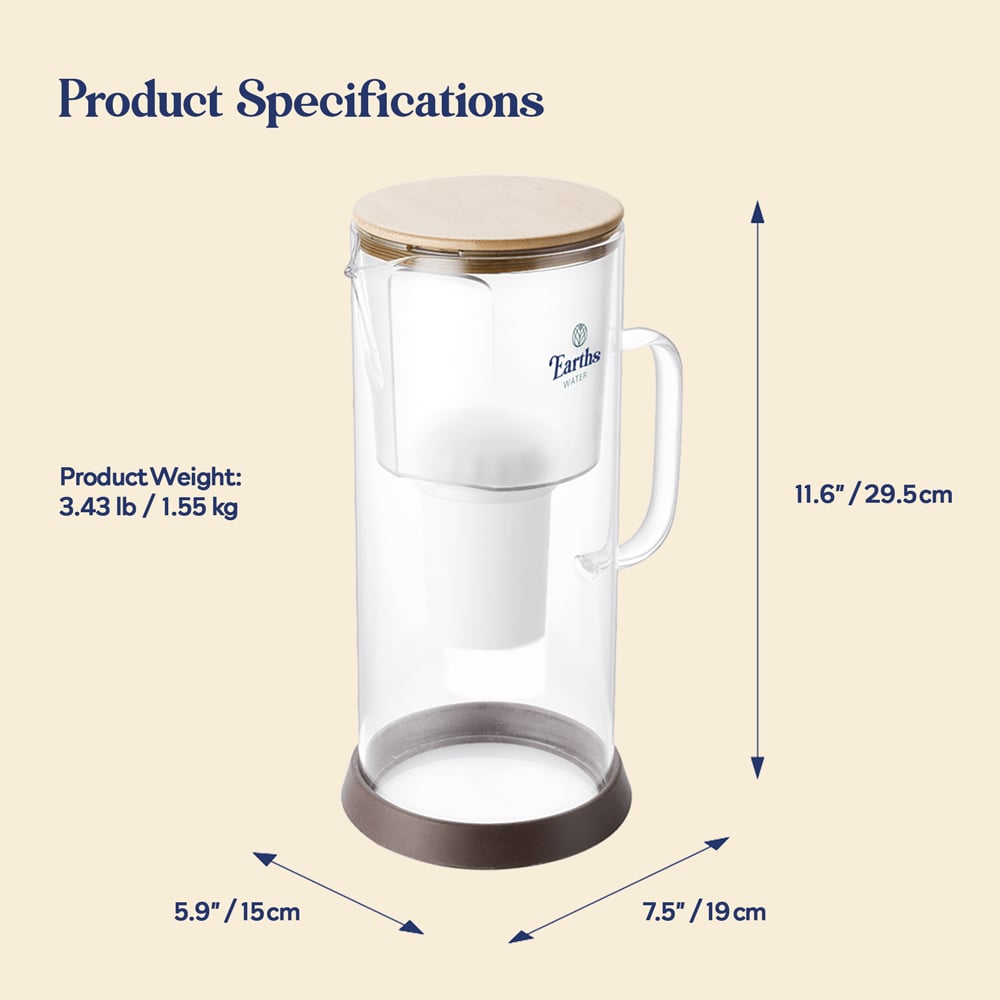 3.5L Glass Carafe Alkaline Water Filter - Natural