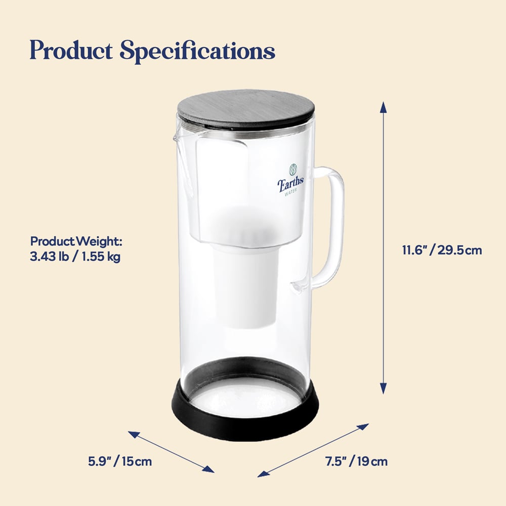 3.5L Glass Carafe Alkaline Water Filter - Black