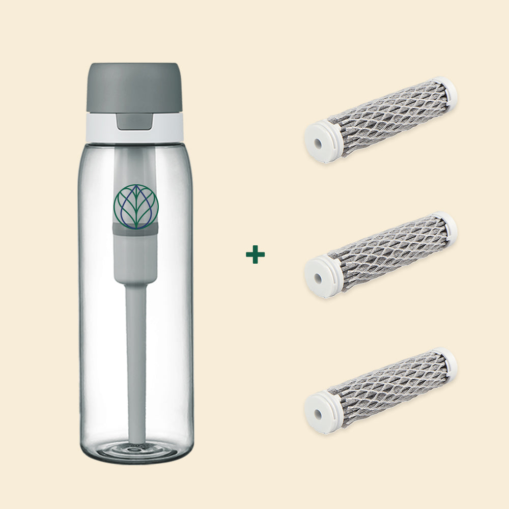 Ultra Water Filter Bottle + 3 Nature Replacement Filters [BUNDLE]