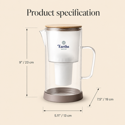 2.5L Glass Water Filter Jug Carafe - Natural