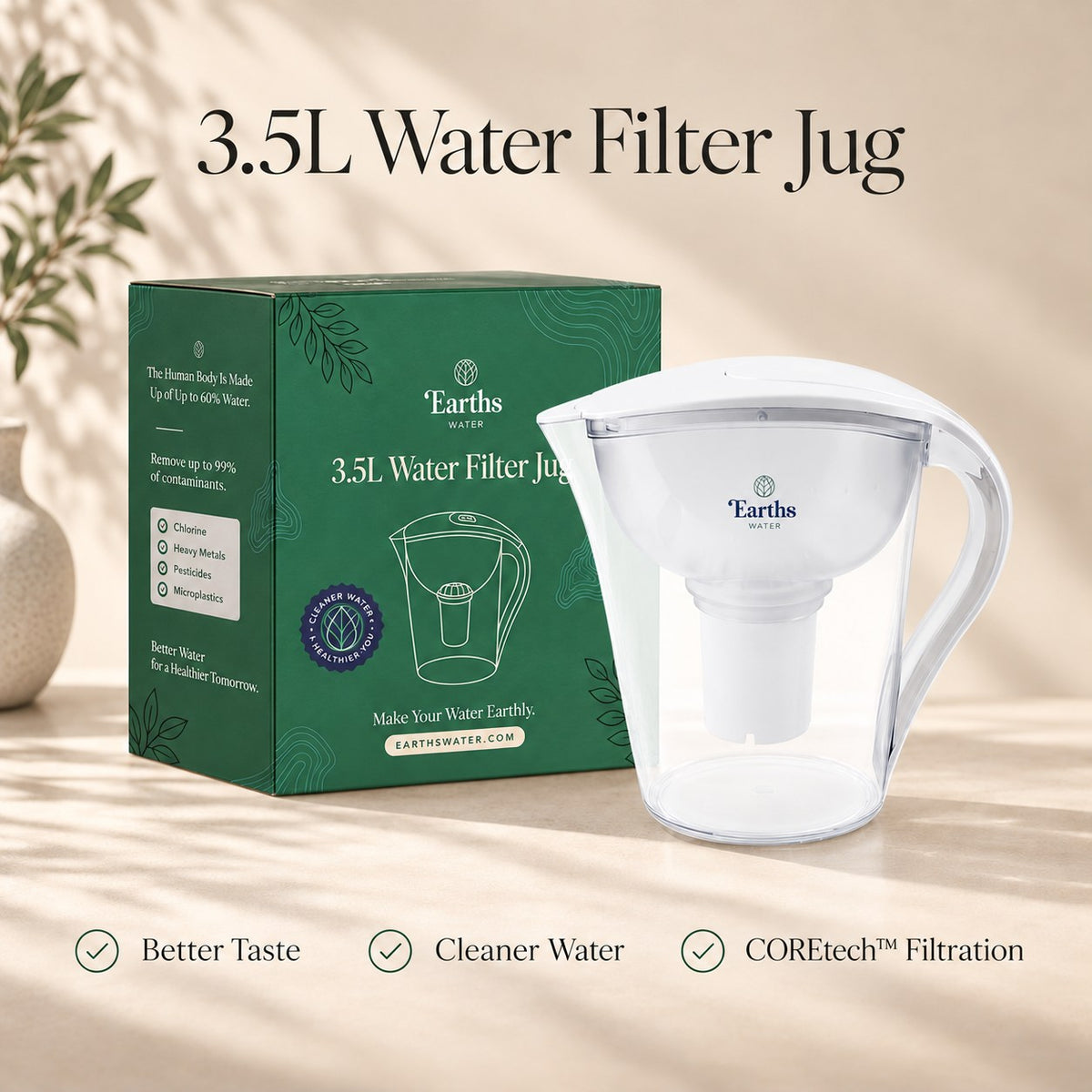 3.5L Large Water Filter Jug Pitcher