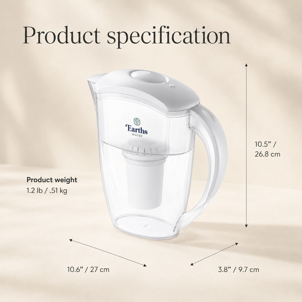 2.4L Water Filter Jug Pitcher