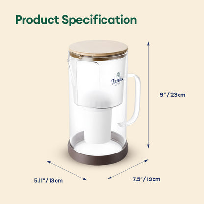2.5L Glass Jug Carafe Alkaline Water Filter - Black