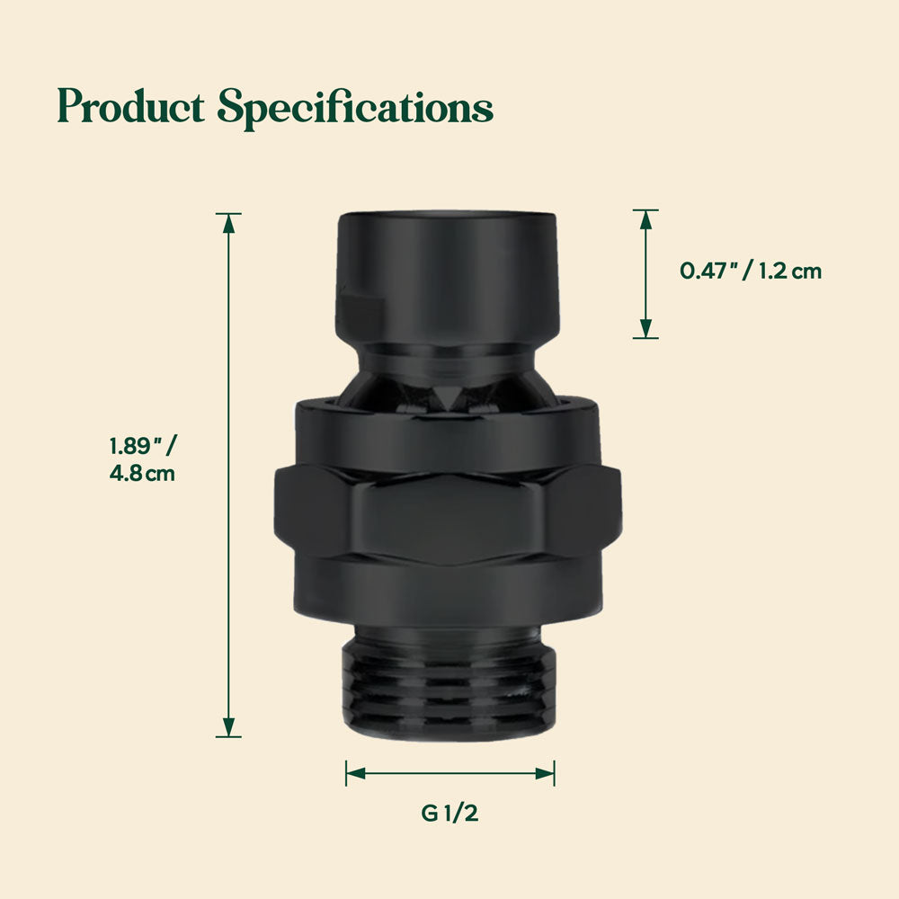 Premium Shower Swivel Ball Adaptor & Extender - Black