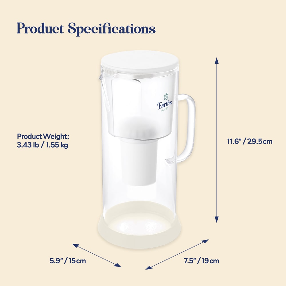 3.5L Glass Carafe Alkaline Water Filter - White