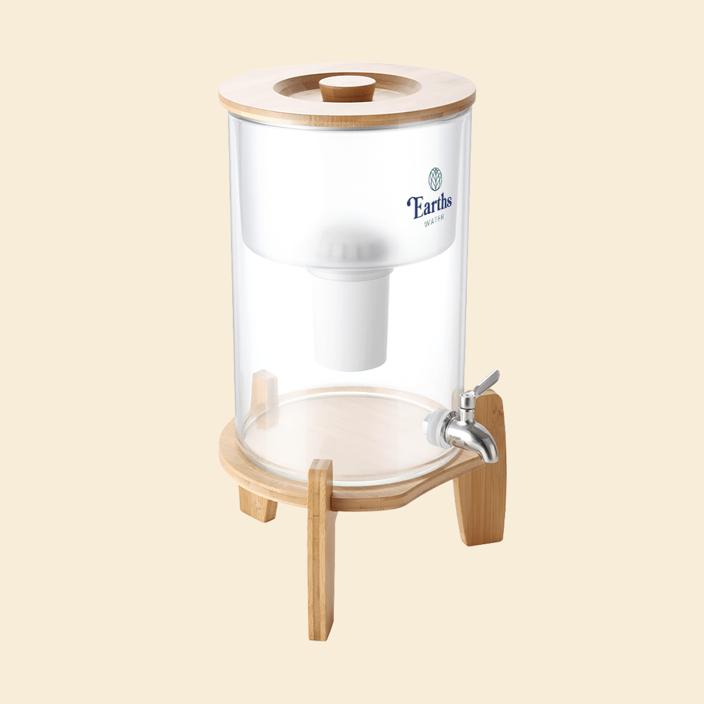 9L Glass Benchtop Alkaline Water Filter - Natural Bamboo